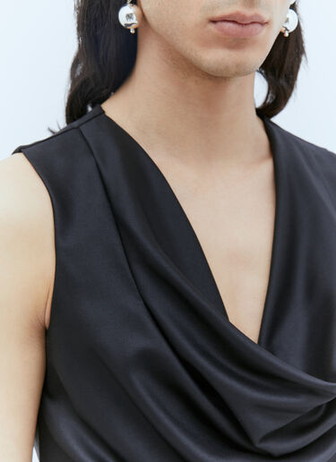 LN-CC® - Aaron Esh: Draped Wool Top - Black Aaron Esh Draped Wool Top Black ash0154005