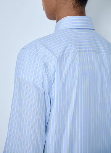 Saint Laurent Striped Cotton Poplin Shirt Light Blue sla0263026