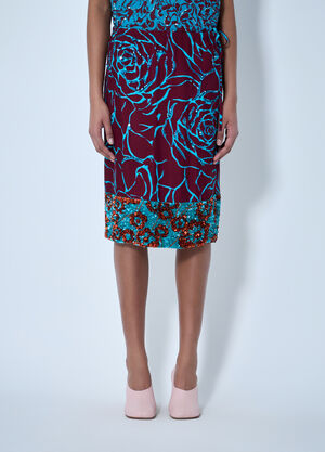 LN-CC® - Dries Van Noten: Embroidered Midi Skirt - Burgundy Dries Van Noten Embroidered Midi Skirt Burgundy dvn0263006