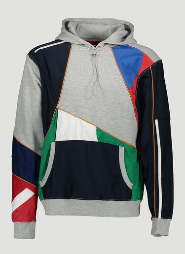 LN-CC® - Ahluwalia Studio: Patchwork Hooded Sweater - Grey Ahluwalia Studio Patchwork Hooded Sweater Grey ahl0140007