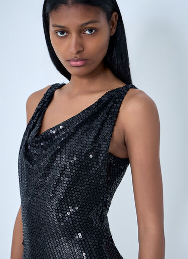 LN-CC® - Vivienne Westwood: Sequined Cowl Neck Gown - Black Vivienne Westwood Sequined Cowl Neck Gown Black vvw0263010