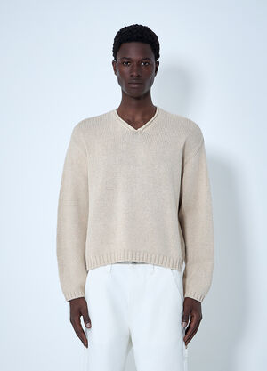 Stüssy V-neck Knit Sweater Beige sts0164006