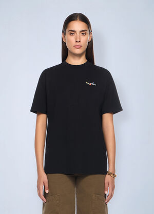 LN-CC® - Off-White: Arrow Glass Flower Regular Logo T-Shirt - Black Off-White Arrow Glass Flower Regular Logo T-Shirt Black ofw0262035