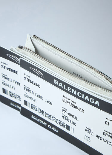LN-CC® - Balenciaga: Ticket-Print Leather Zip Pouch - White Balenciaga Ticket-Print Leather Zip Pouch White bal0162016