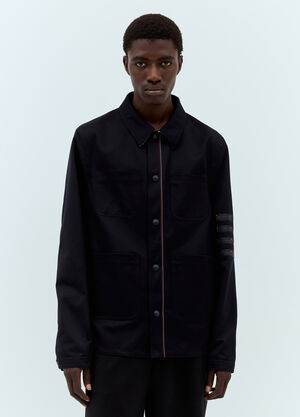 LN-CC® - Thom Browne: Rose Jacquard Four-Bar Utility Jacket - Navy Thom Browne Rose Jacquard Four-Bar Utility Jacket Navy thb0157001