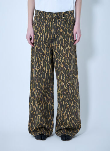 GANNI Print Denim Baggy Jeans Brown gan0263017