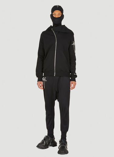LN-CC® - Rick Owens x Champion: Prisoner Dropped Crotch Track Pants - Black Rick Owens x Champion Prisoner Dropped Crotch Track Pants Black roc0148016