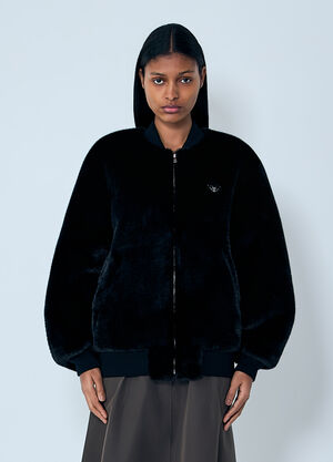 LN-CC® - Prada: Faux Fur Reversible Bomber Jacket - Black Prada Faux Fur Reversible Bomber Jacket Black pra0263006