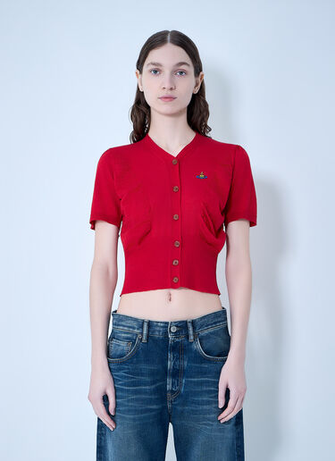 LN-CC® - Vivienne Westwood: Pamela Ruched Cardigan - Red Vivienne Westwood Pamela Ruched Cardigan Red vvw0263013