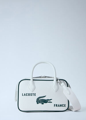 LN-CC® - Lacoste: Runway Small Printed Leather Gym Bag - White Lacoste Runway Small Printed Leather Gym Bag White lac0364002