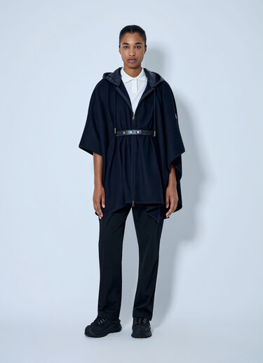 LN-CC® - Moncler: Hooded Cape with Belted Waist - Navy Moncler Hooded Cape with Belted Waist Navy mon0265094