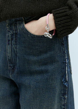 Bottega Veneta Loop Leather Bracelet Pink bov0255044
