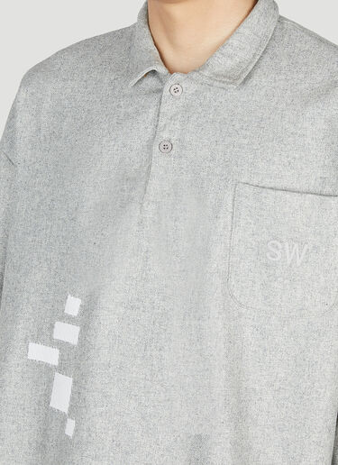 LN-CC® - Saintwoods: Long Sleeve Knit Polo Top - Grey Saintwoods Long Sleeve Knit Polo Top Grey swo0151007
