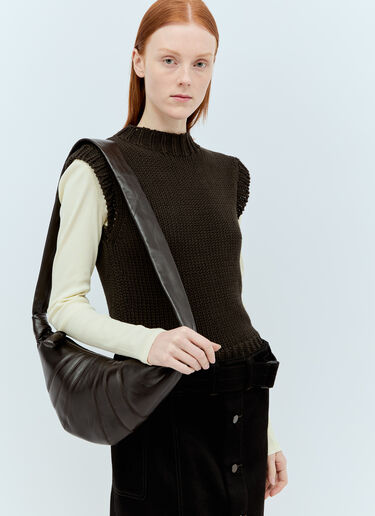 LN-CC® - Lemaire: Small Croissant Crossbody Bag - Brown Lemaire Small Croissant Crossbody Bag Brown lem0356001