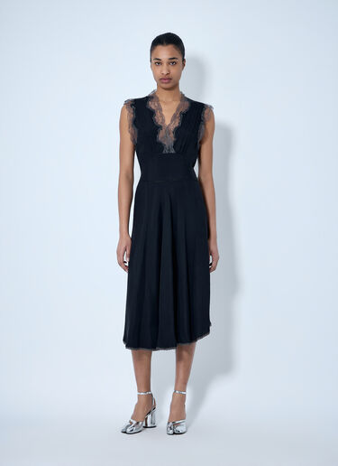 Maison Margiela 蕾丝饰边中长连衣裙 黑色 mla0264002