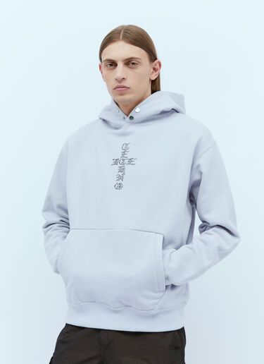 LN-CC® - ICE & TECHNO: Cross Logo Print Hooded Sweatshirt - Grey ICE & TECHNO Cross Logo Print Hooded Sweatshirt Grey int0154005