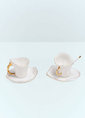 Seletti Meltdown Coffee Cup, Saucer And Spoon Set White wps0691650