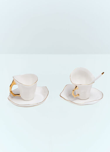 Seletti Meltdown Coffee Cup, Saucer And Spoon Set White wps0691650