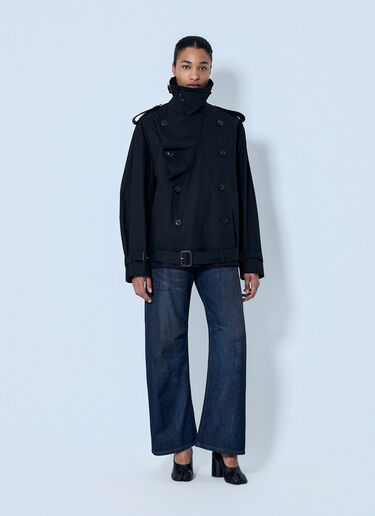 LN-CC® - Maison Margiela: Double-Breasted High-Collar Jacket - Black Maison Margiela Double-Breasted High-Collar Jacket Black mla0264051