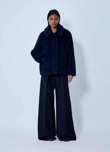 Max Mara Wool-And-Silk-Blend Coat Navy max0263020