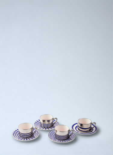 LN-CC® - POLSPOTTEN: Geometric Porcelain Espresso Cup Set - Blue POLSPOTTEN Geometric Porcelain Espresso Cup Set Blue wps0691989
