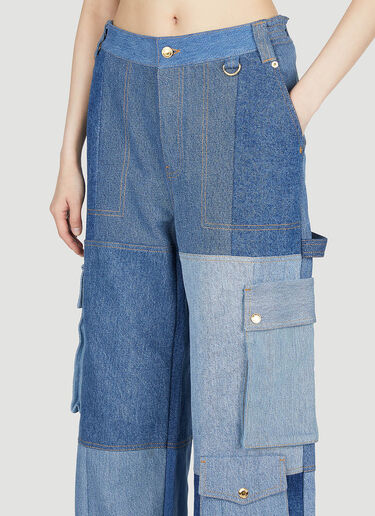 LN-CC® - Marine Serre: Panel Cargo Jeans - Blue Marine Serre Panel Cargo Jeans Blue mrs0252016