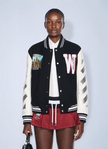 LN-CC® - Off-White: Wo Soundsystem Varsity Jacket - Black Off-White Wo Soundsystem Varsity Jacket Black ofw0262084