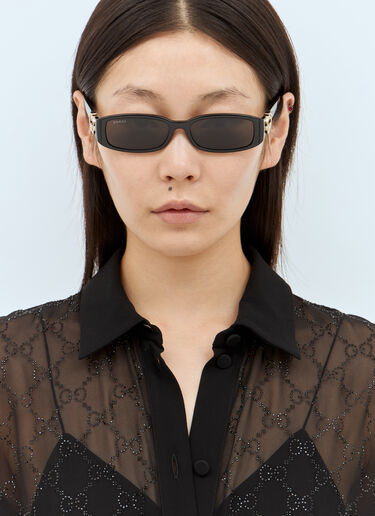 LN-CC® - Gucci: Rectangular Frame Sunglasses - Black Gucci Rectangular Frame Sunglasses Black gus0257002
