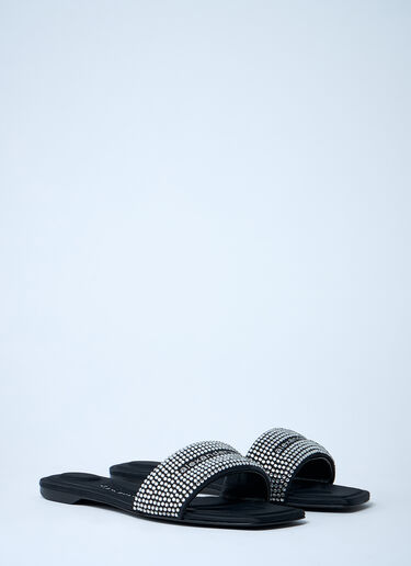 Alexander Wang ロゴモチーフ装飾スライド  ブラック awg0261026