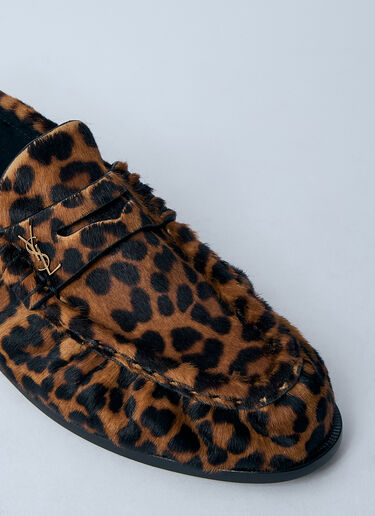 LN-CC® - Saint Laurent: Leopard Pony Hair Loafers - Brown Saint Laurent Leopard Pony Hair Loafers Brown sla0259039
