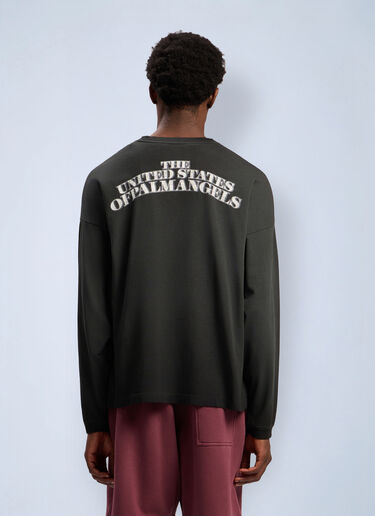 LN-CC® - Palm Angels: 美元图案长袖T恤 - 黑色 Palm Angels 美元图案长袖T恤 黑色 pma0162106