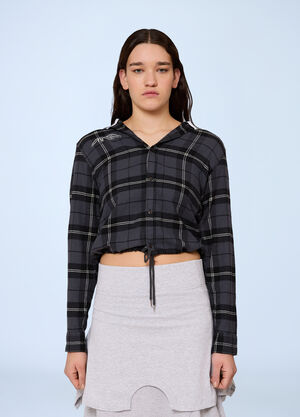 LN-CC® - Gina Corrieri: Check Hooded Shirt - Black Gina Corrieri Check Hooded Shirt Black gcr0264010