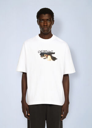 LN-CC® - Off-White: Paint Arrow Skate Logo T-Shirt - White Off-White Paint Arrow Skate Logo T-Shirt White ofw0162025