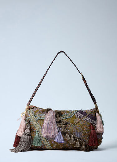 LN-CC® - Dries Van Noten: Ornate Tassel Clutch Bag - Khaki Dries Van Noten Ornate Tassel Clutch Bag Khaki dvn0262036