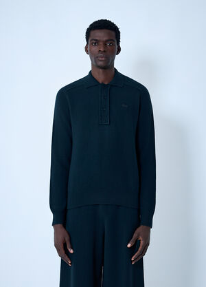 LN-CC® - Lacoste: Logo Motif Polo Sweater - Black Lacoste Logo Motif Polo Sweater Black lac0162001