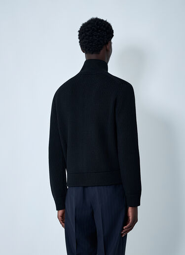 LN-CC® - Maison Margiela: Wool Zip-Up Cardigan - Black Maison Margiela Wool Zip-Up Cardigan Black mla0162002