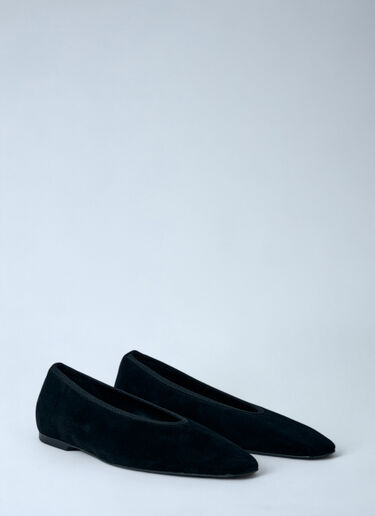 TOTEME Minimalist Suede Ballerinas Flats Black tot0261037