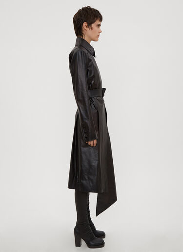 LN-CC® - Oliver Theyskens: Tailored Leather Coat - Black Oliver Theyskens Tailored Leather Coat Black oli0234012