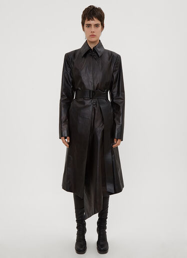 LN-CC® - Oliver Theyskens: Tailored Leather Coat - Black Oliver Theyskens Tailored Leather Coat Black oli0234012
