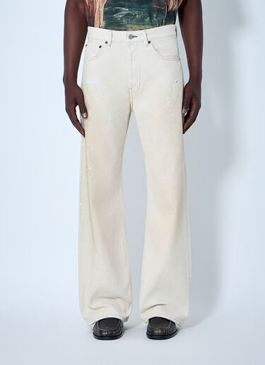 LN-CC® - Acne Studios: Paint-Splatter Wide-Leg Denim Jeans - White Acne Studios Paint-Splatter Wide-Leg Denim Jeans White acn0164023