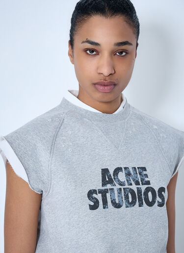 LN-CC® - Acne Studios: Sleeveless Logo Sweatshirt - Grey Acne Studios Sleeveless Logo Sweatshirt Grey acn0264038