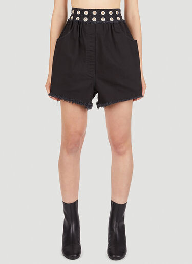 LN-CC® - Raf Simons: Eyelet Shorts - Black Raf Simons Eyelet Shorts Black raf0251006