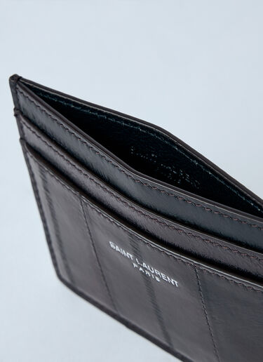 Saint Laurent Logo Print Leather Cardholder Brown sla0158030