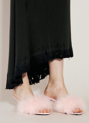 LN-CC® - Balenciaga: Boudoir Feather-Trimmed Leather Heel Sandals - Pink Balenciaga Boudoir Feather-Trimmed Leather Heel Sandals Pink bal0256018