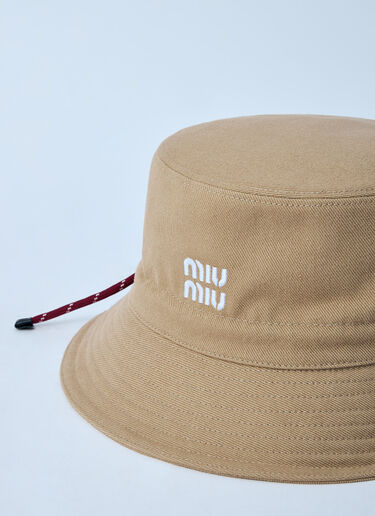 LN-CC® - Miu Miu: Logo Motif Bucket Hat - Beige Miu Miu Logo Motif Bucket Hat Beige miu0260026