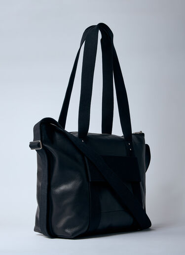 LN-CC® - Rick Owens: Leather Trolley Tote Bag - Black Rick Owens Leather Trolley Tote Bag Black ric0159060