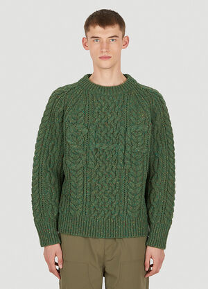 LN-CC® - Sky High Farm Workwear: Cable Knit Sweater - Dark Green Sky High Farm Workwear Cable Knit Sweater Dark Green skh0350007