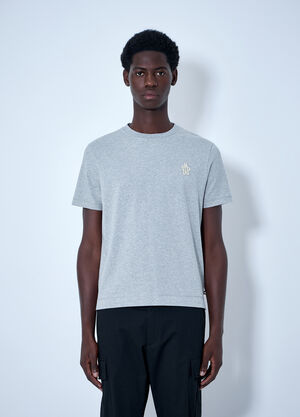 Moncler Set of Three Logo Motif T-Shirts Grey mon0163057