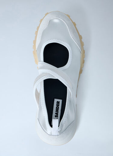 LN-CC® - Jil Sander: 새틴 스트랩 슬립온 슈즈 - 화이트 Jil Sander 새틴 스트랩 슬립온 슈즈 화이트 jil0264013