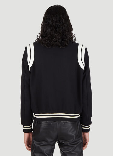LN-CC® - Saint Laurent: Teddy Varsity Bomber Jacket - Black Saint Laurent Teddy Varsity Bomber Jacket Black sla0145024
